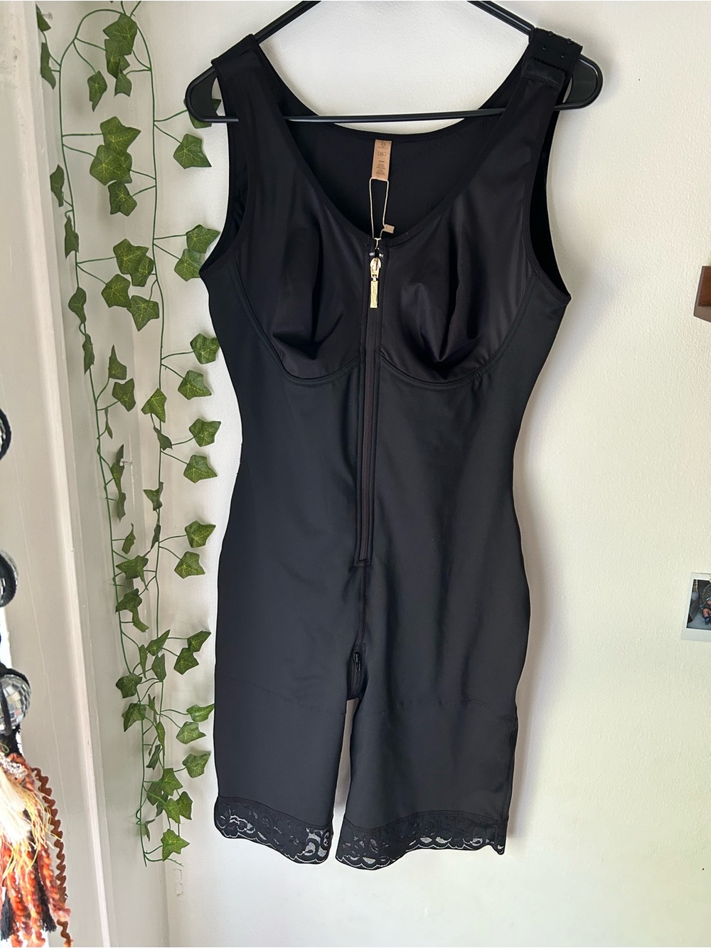 Black Full-Body Shapewear Bodysuit with Front Zipper by Shapellx
